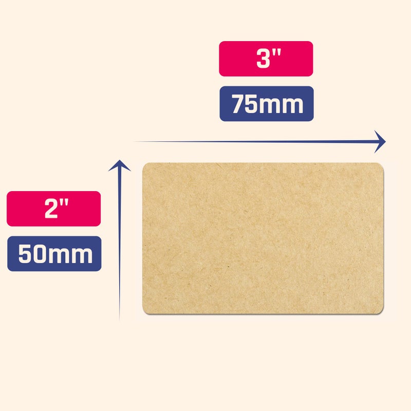 TownStix 300 Pack, 3" x 2" Kraft Brown Natural Labels Stickers Roll - Image 3
